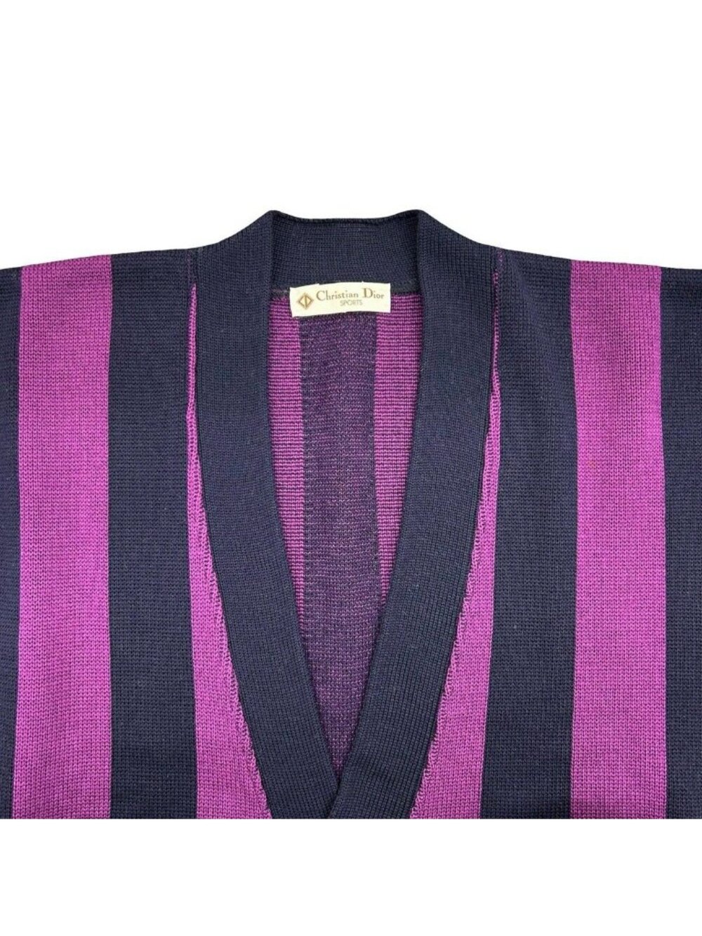 Dior Vintage Wool Cardigan M Purple Navy - Picture 3 of 5
